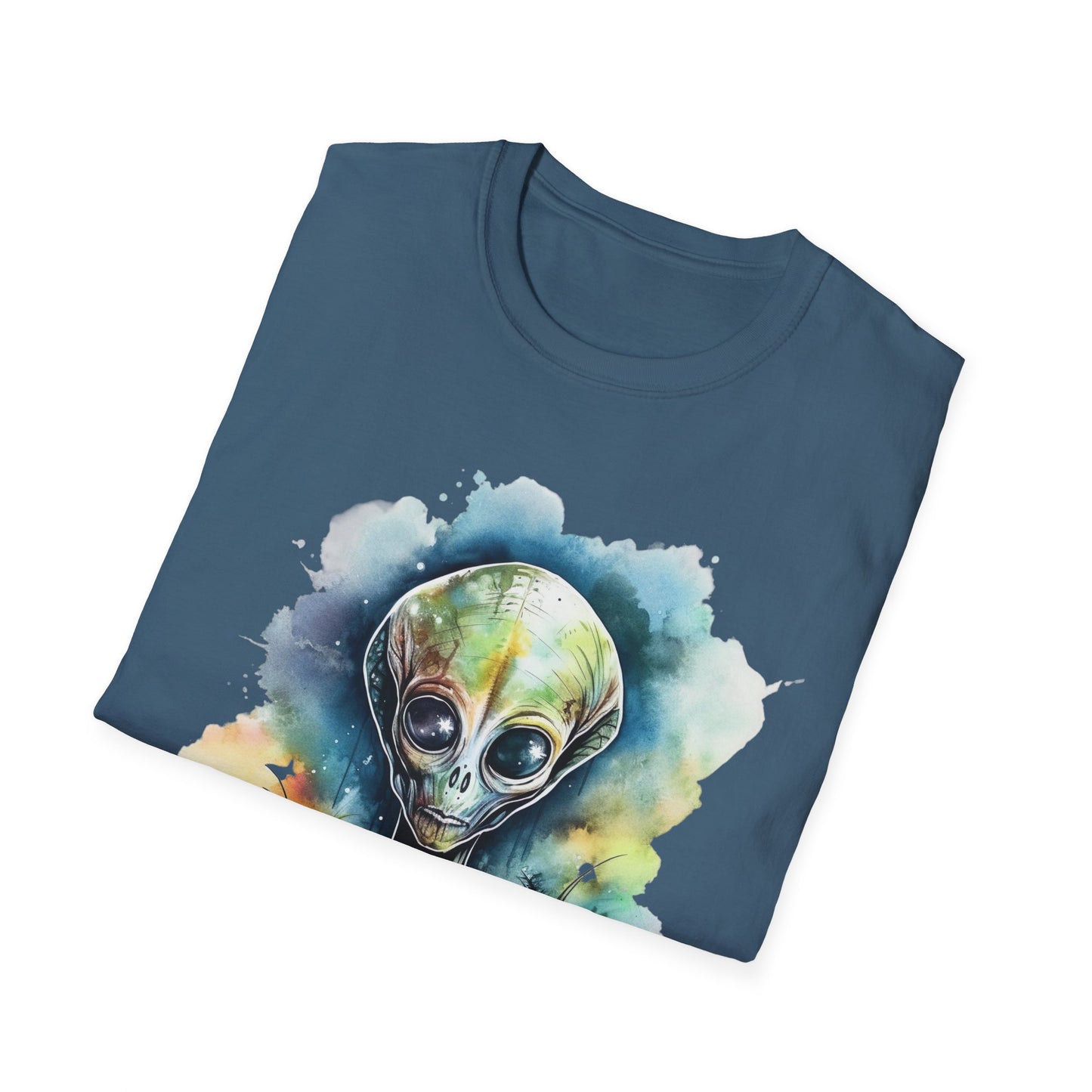 Grey Alien Watercolor Cosmos T-Shirt | Higher Density Living