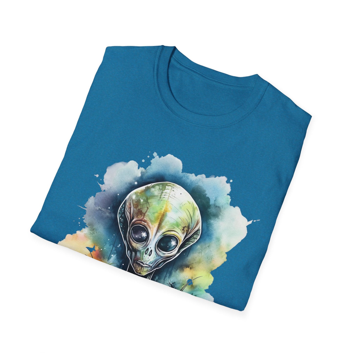 Grey Alien Watercolor Cosmos T-Shirt | Higher Density Living