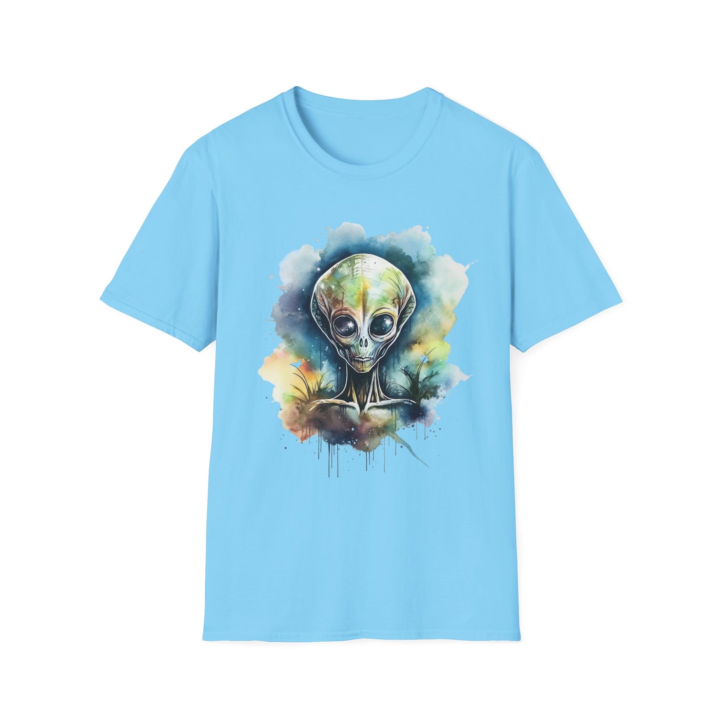 Grey Alien Watercolor Cosmos T-Shirt | Higher Density Living