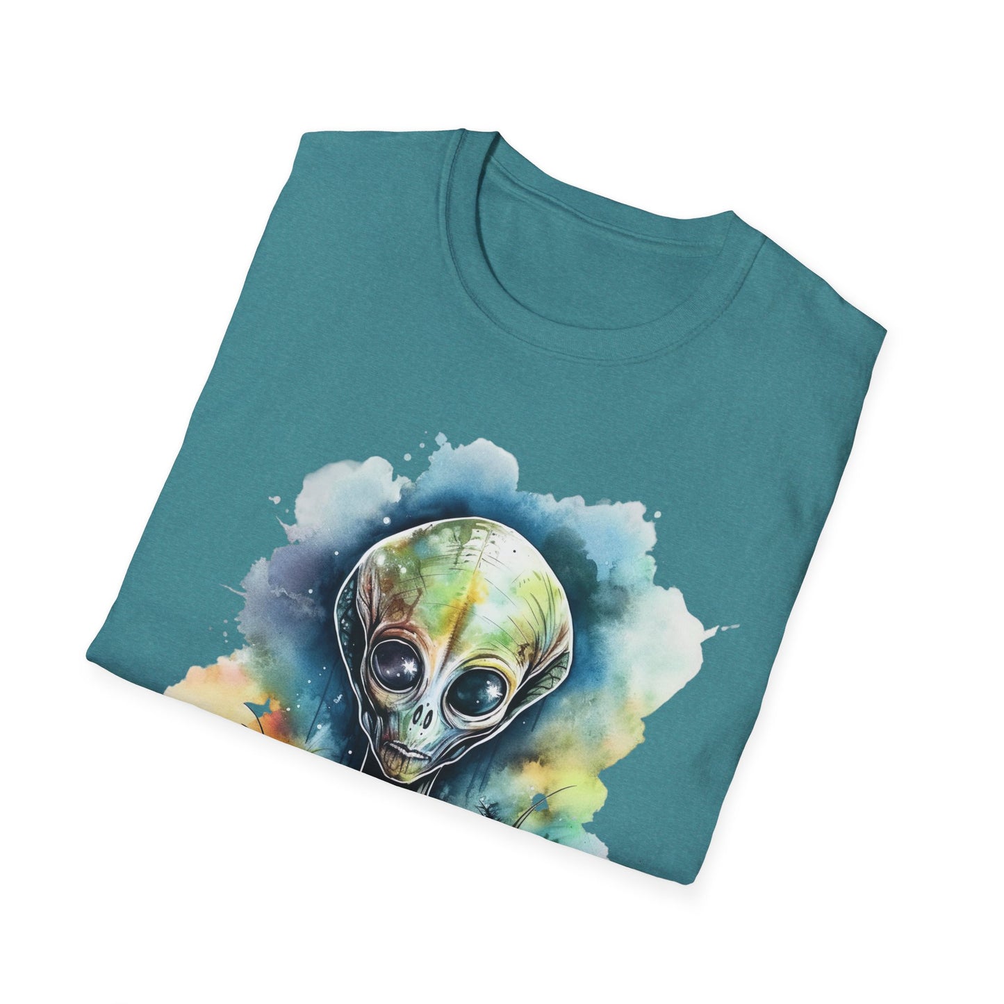 Grey Alien Watercolor Cosmos T-Shirt | Higher Density Living