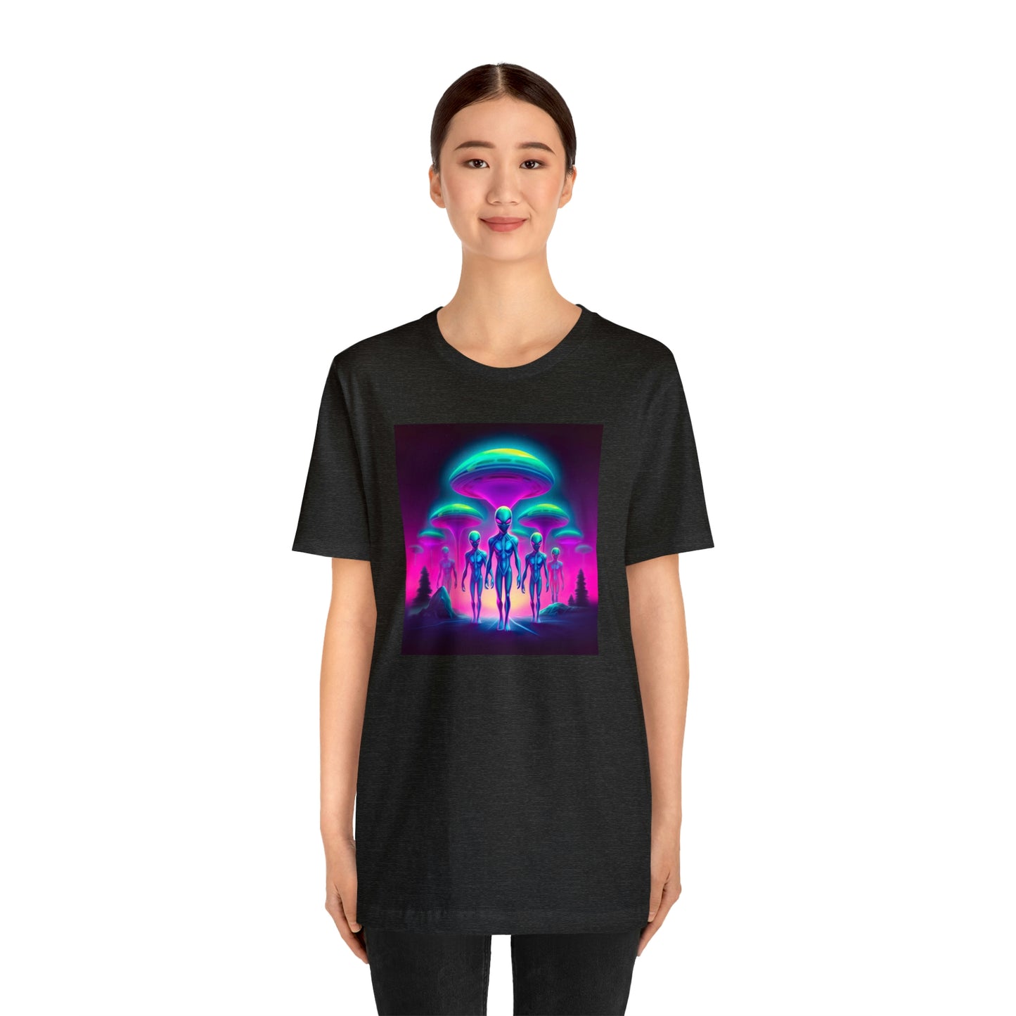 Neon Invasion: Embrace the Unknown with UFO Aliens in Higher Density Living