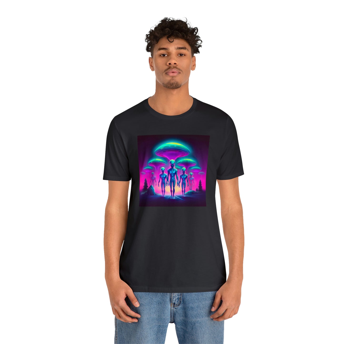 Neon Invasion: Embrace the Unknown with UFO Aliens in Higher Density Living