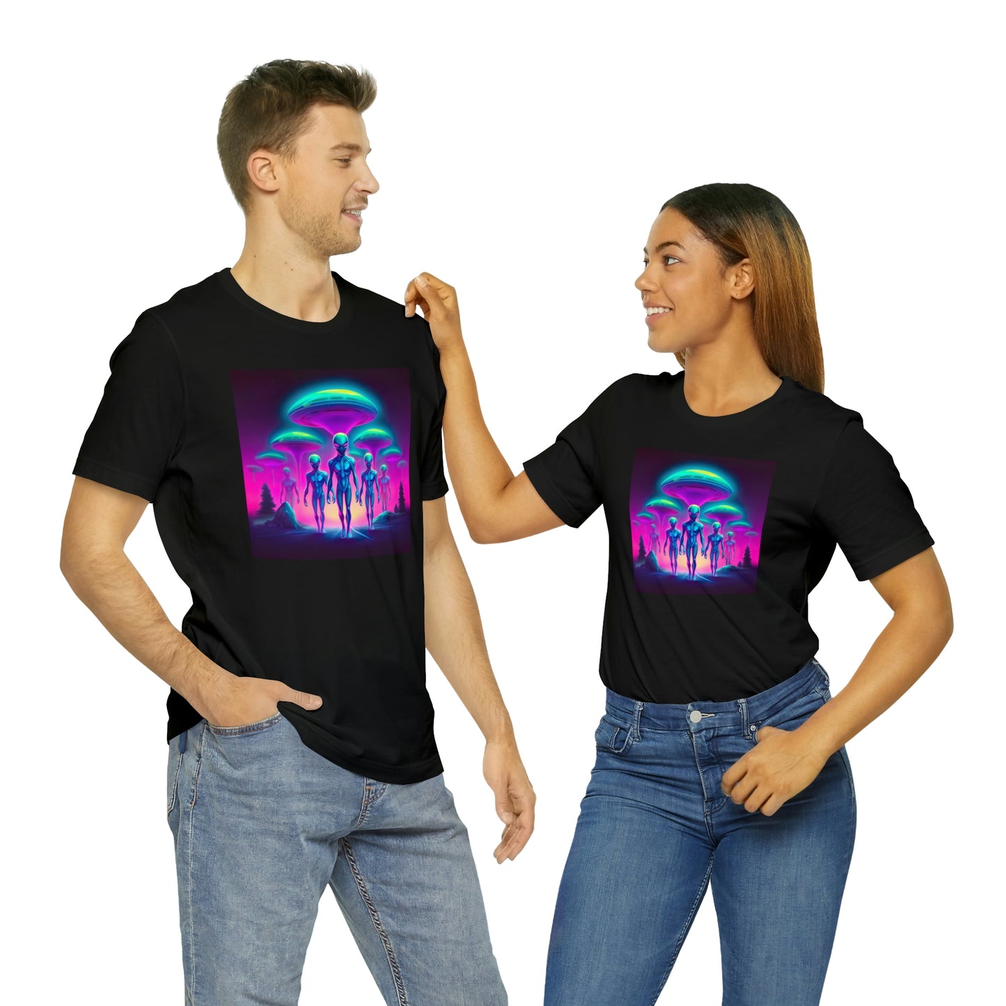 Neon Invasion: Embrace the Unknown with UFO Aliens in Higher Density Living