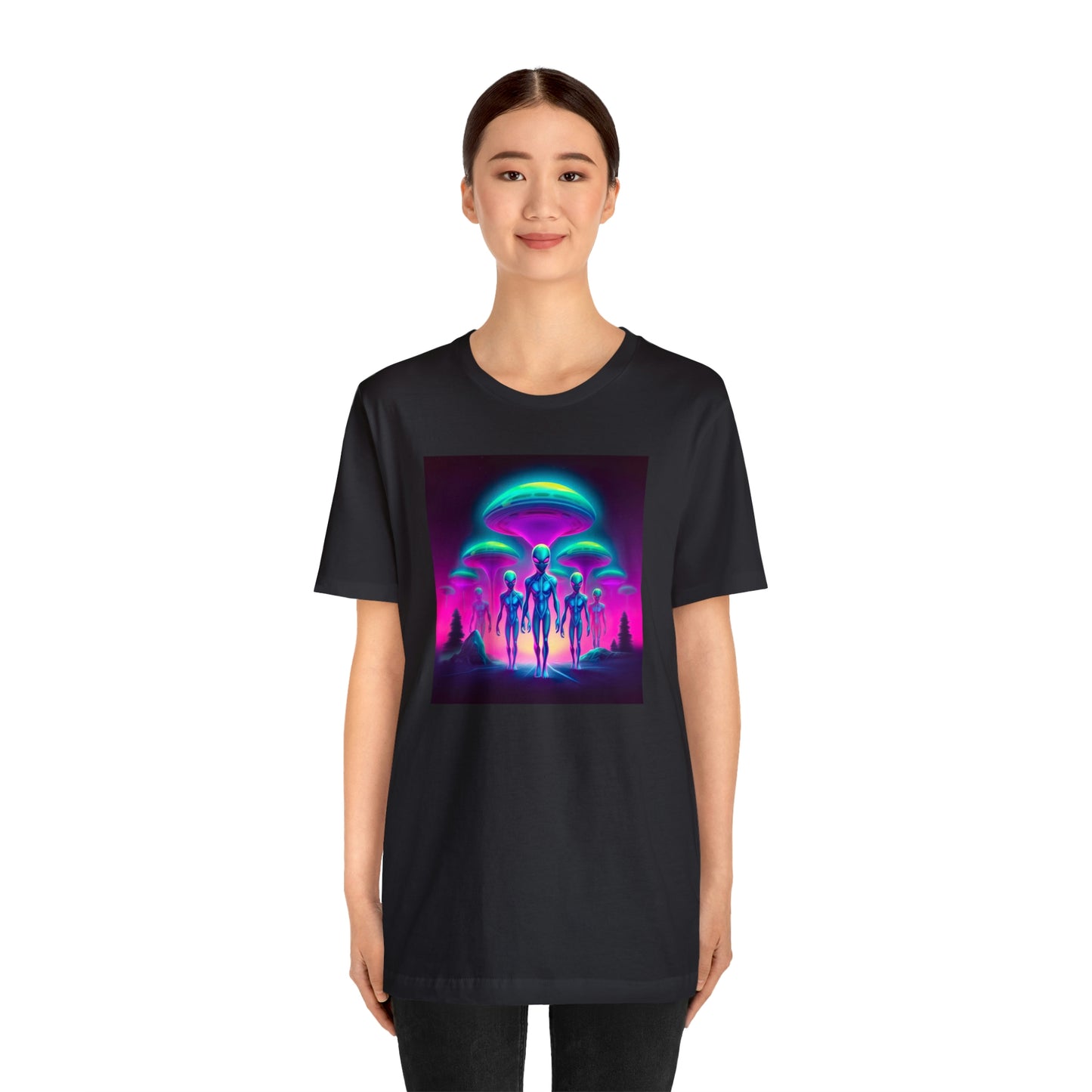 Neon Invasion: Embrace the Unknown with UFO Aliens in Higher Density Living