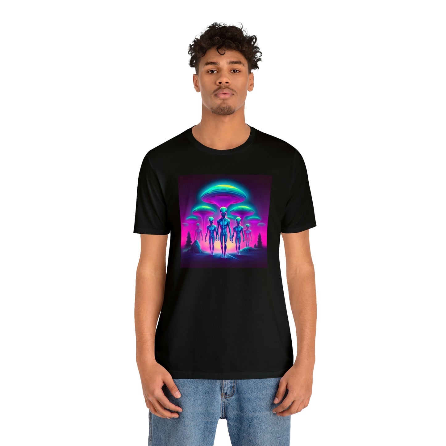 Neon Invasion: Embrace the Unknown with UFO Aliens in Higher Density Living