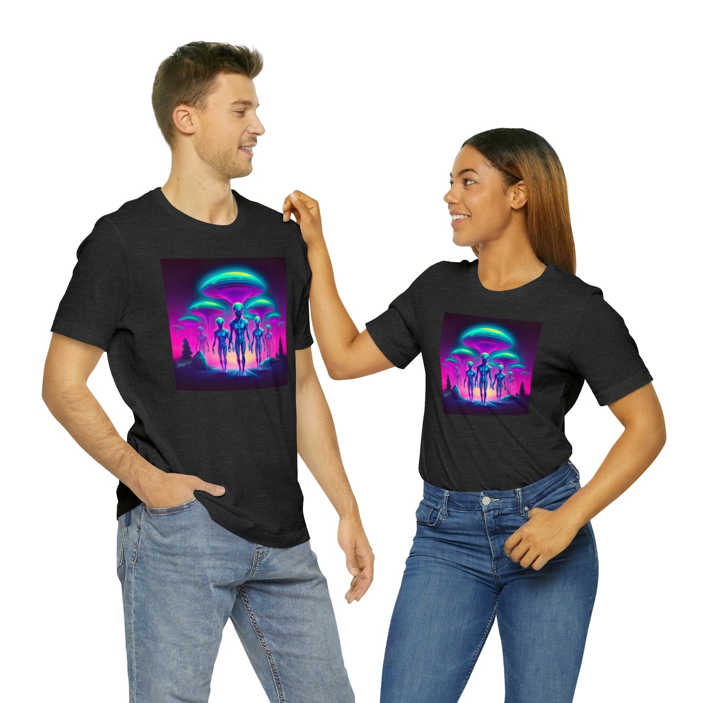 Neon Invasion: Embrace the Unknown with UFO Aliens in Higher Density Living