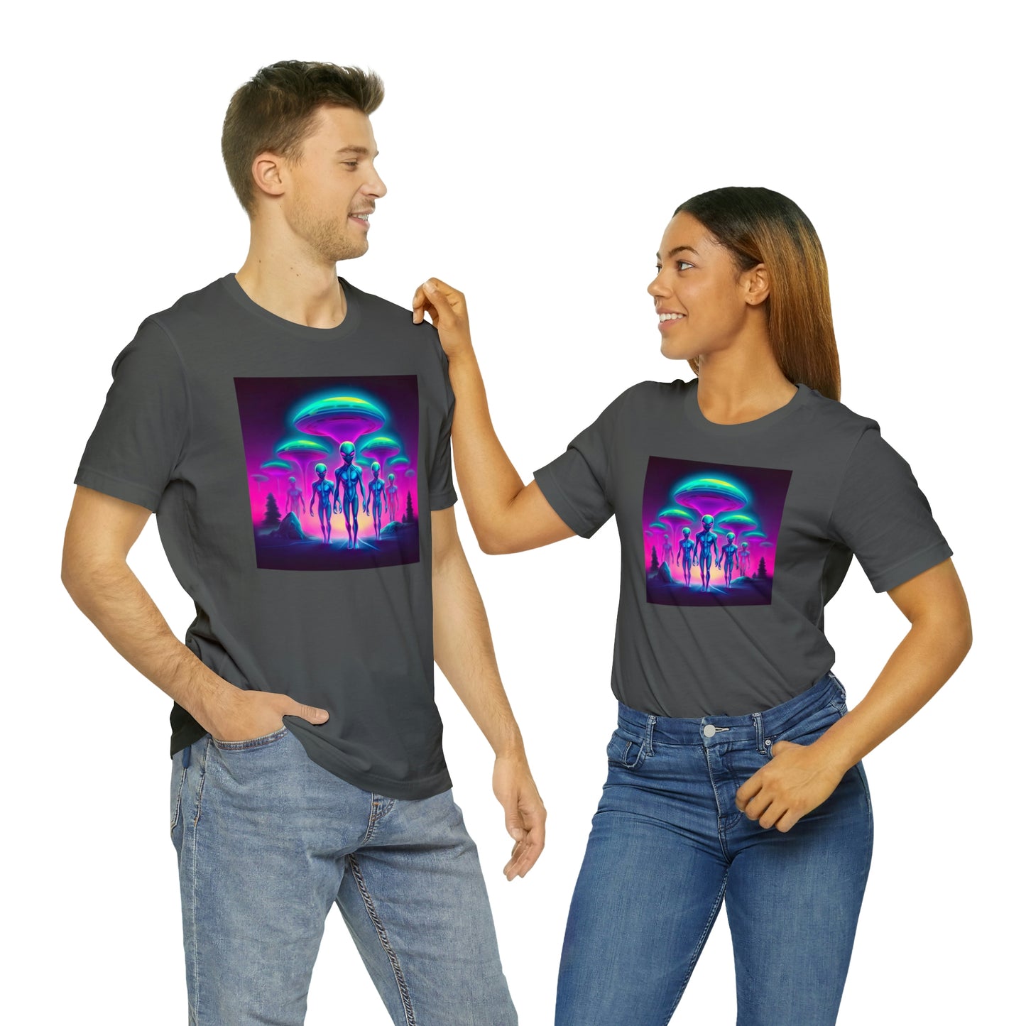 Neon Invasion: Embrace the Unknown with UFO Aliens in Higher Density Living