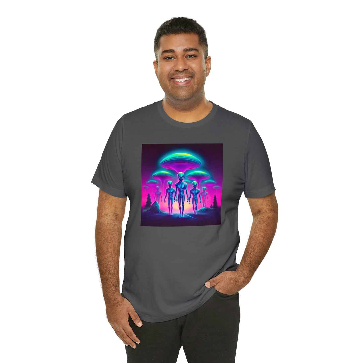 Neon Invasion: Embrace the Unknown with UFO Aliens in Higher Density Living