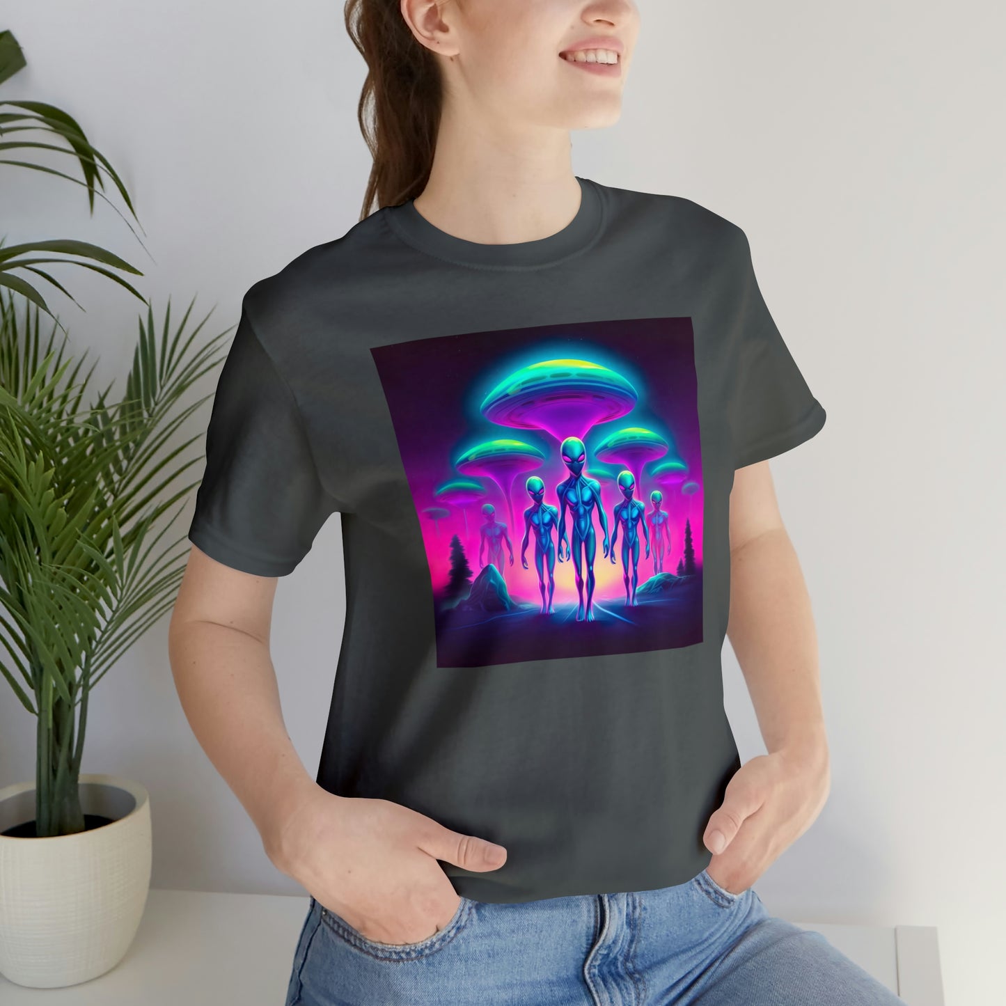 Neon Invasion: Embrace the Unknown with UFO Aliens in Higher Density Living