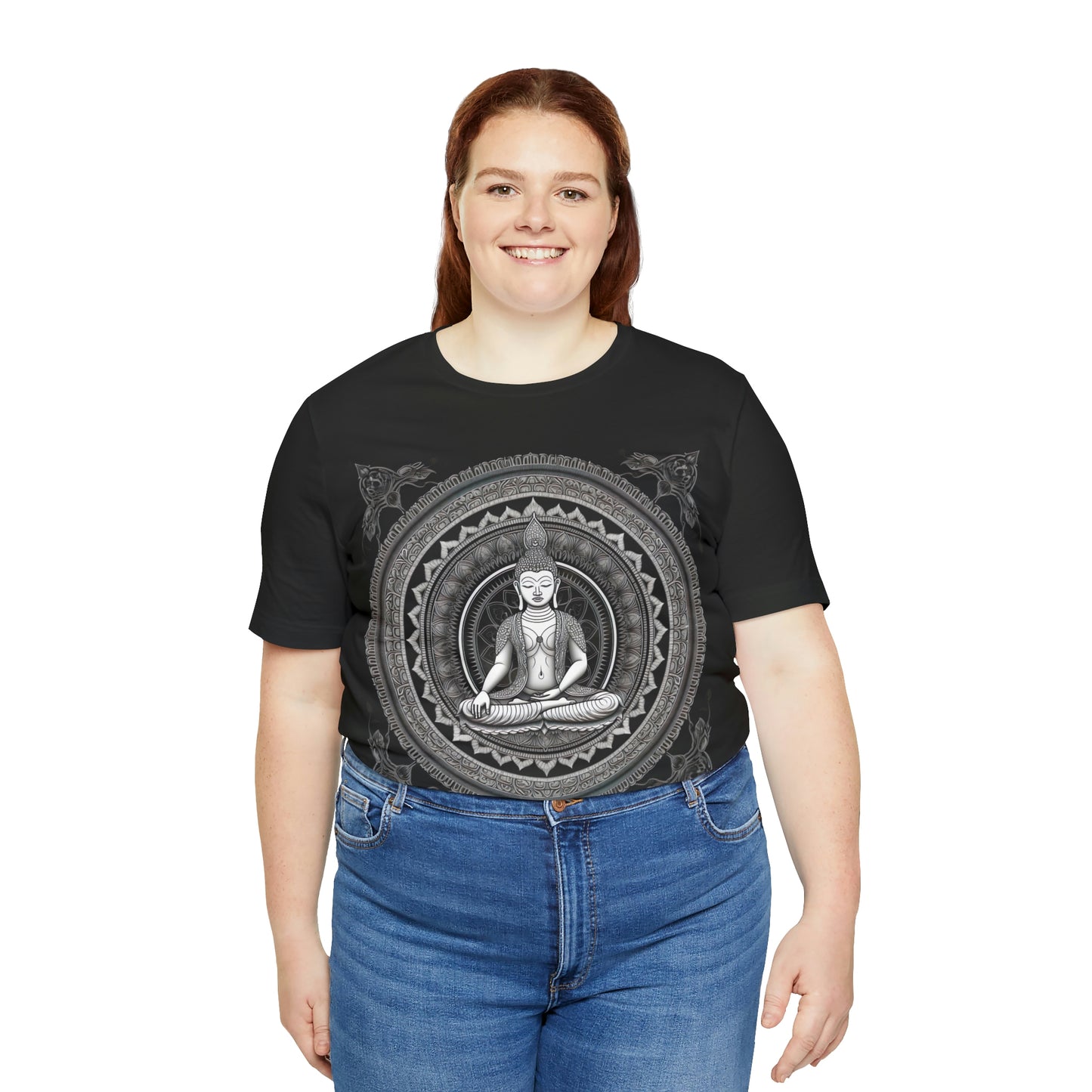 Embrace the Journey T-Shirt: Ancient Buddha & Sacred Geometry Cosmos Universe Design