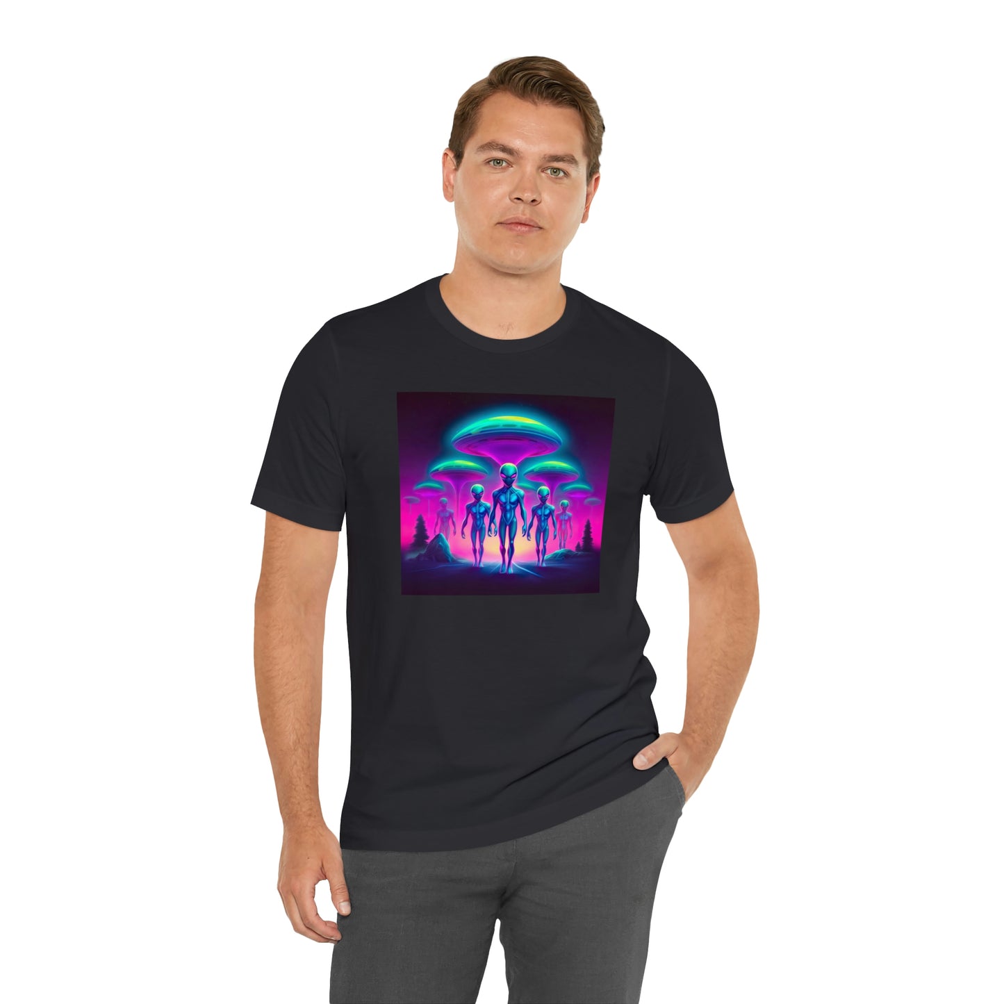 Neon Invasion: Embrace the Unknown with UFO Aliens in Higher Density Living