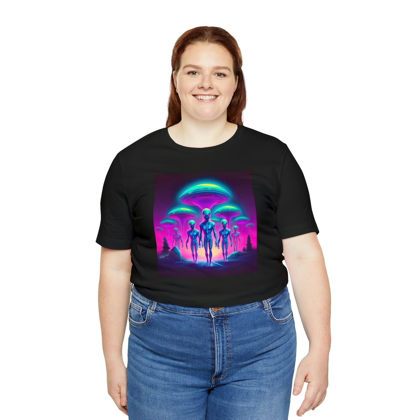 Neon Invasion: Embrace the Unknown with UFO Aliens in Higher Density Living