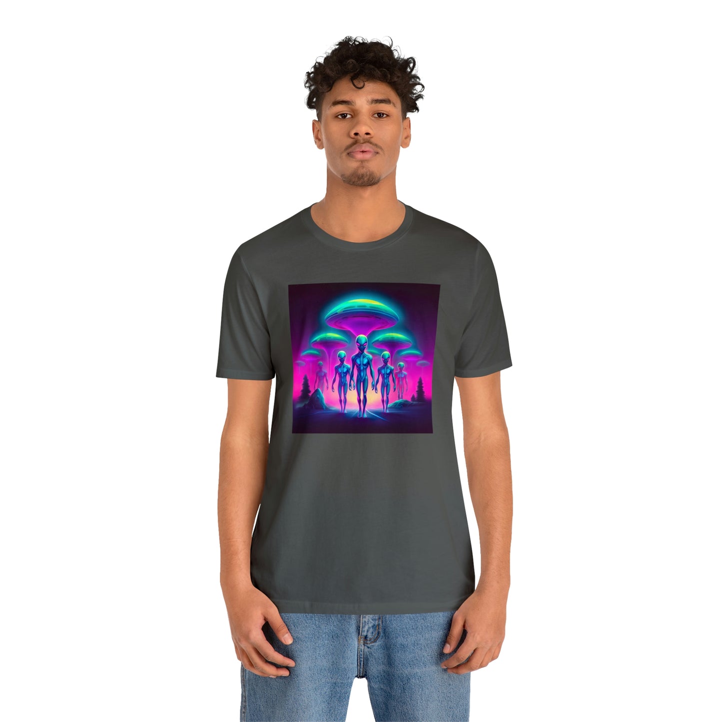 Neon Invasion: Embrace the Unknown with UFO Aliens in Higher Density Living