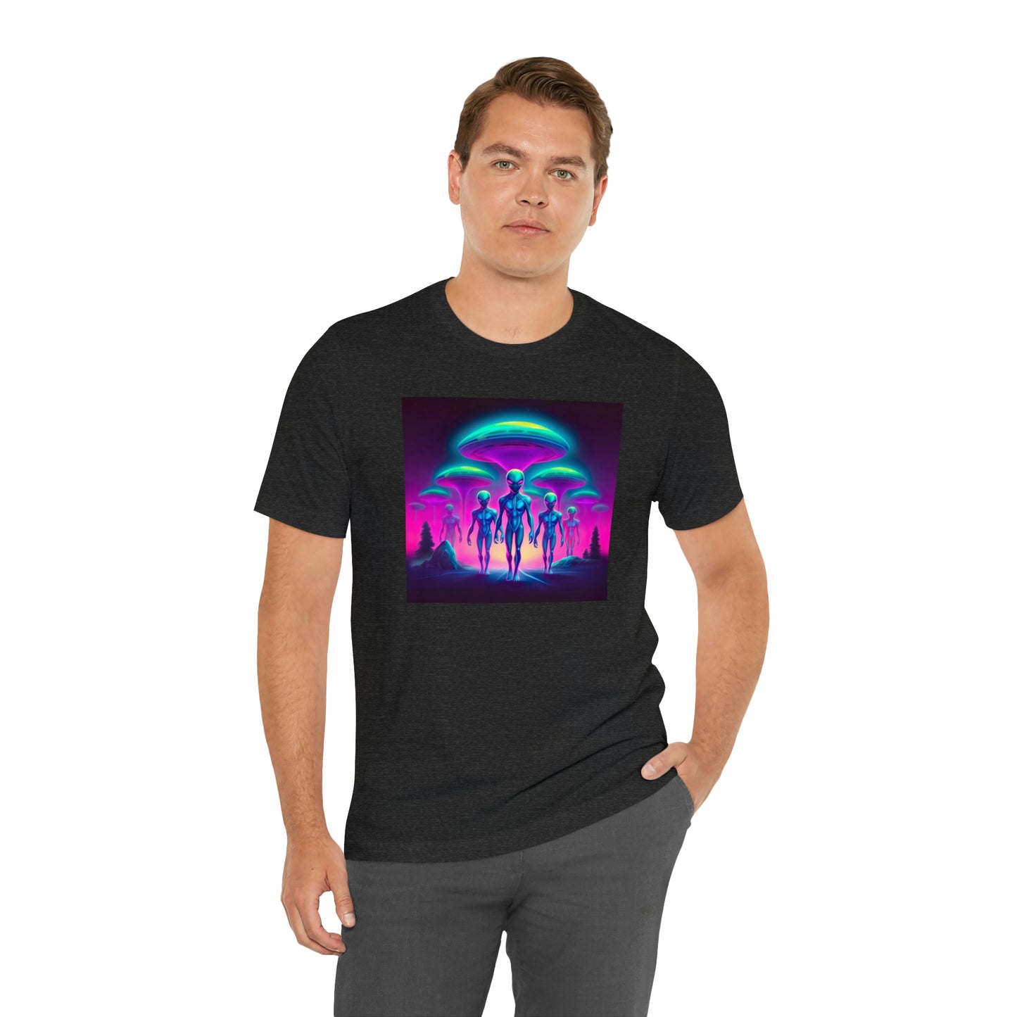 Neon Invasion: Embrace the Unknown with UFO Aliens in Higher Density Living