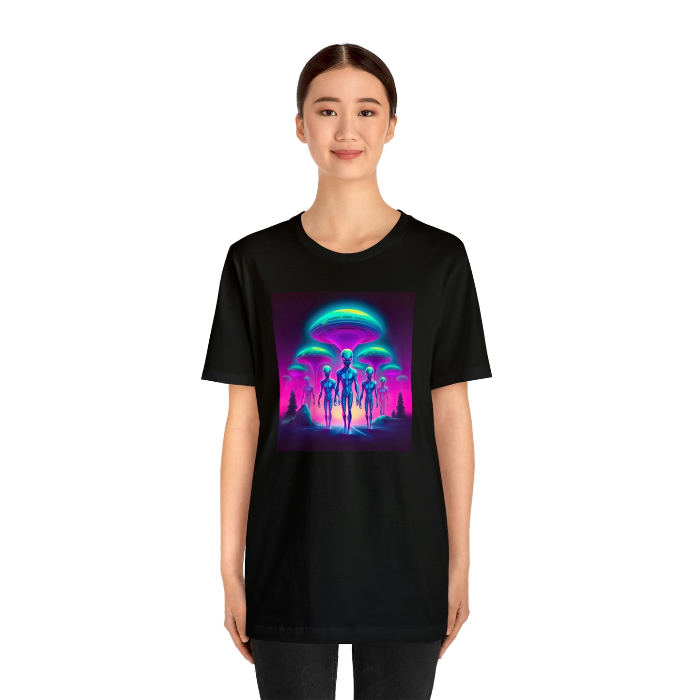 Neon Invasion: Embrace the Unknown with UFO Aliens in Higher Density Living