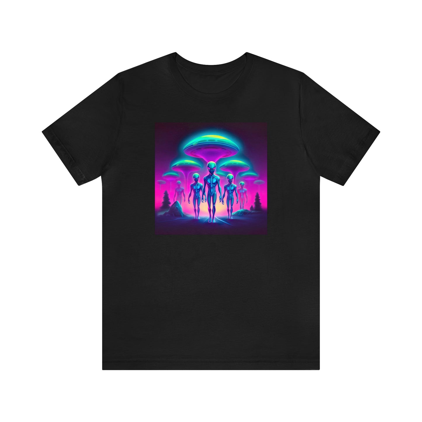 Neon Invasion: Embrace the Unknown with UFO Aliens in Higher Density Living