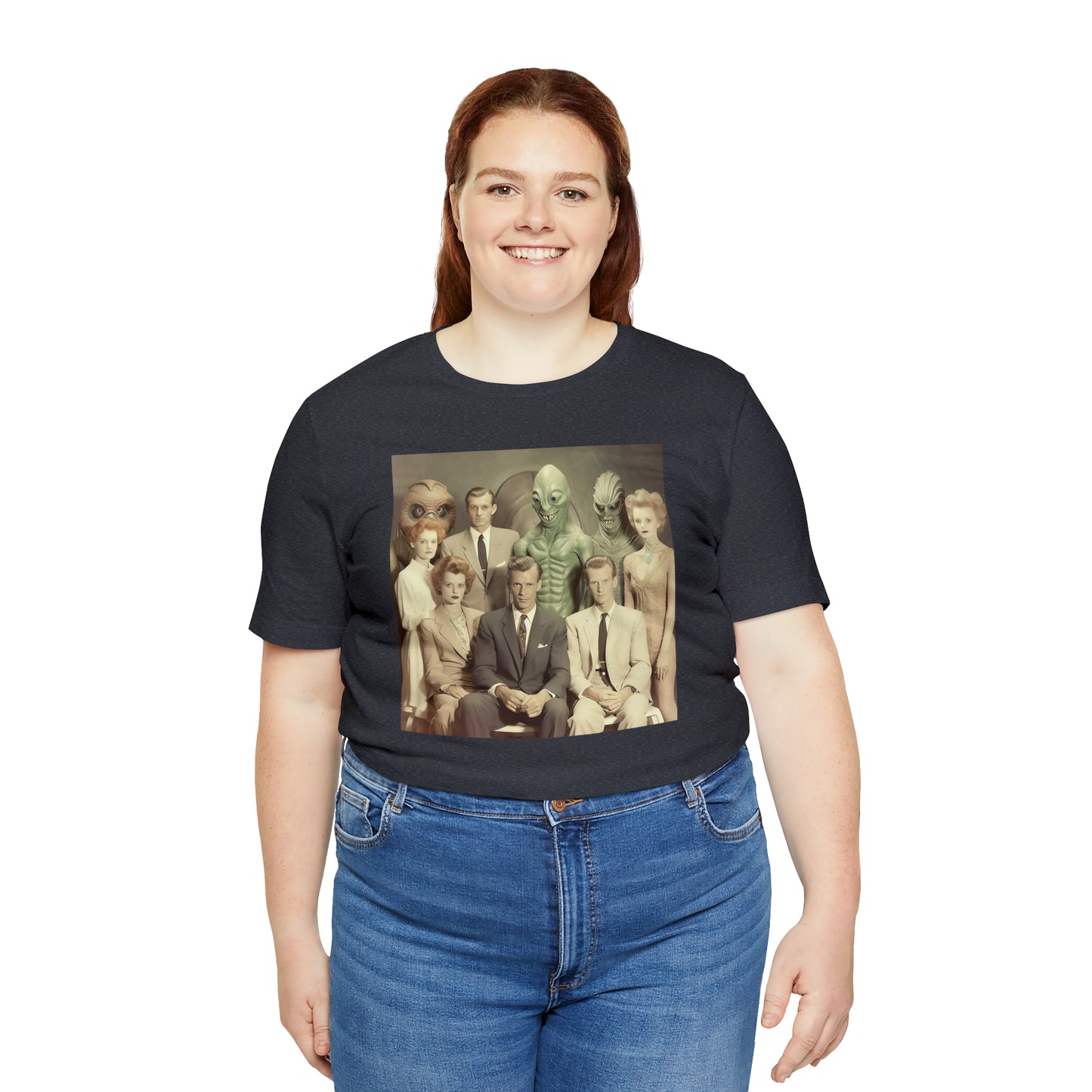 1950's Vintage Alien Family Portrait: Embrace the Mysteries of Two Worlds