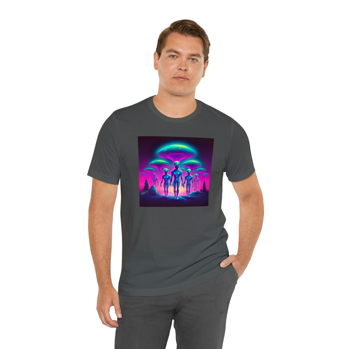 Neon Invasion: Embrace the Unknown with UFO Aliens in Higher Density Living