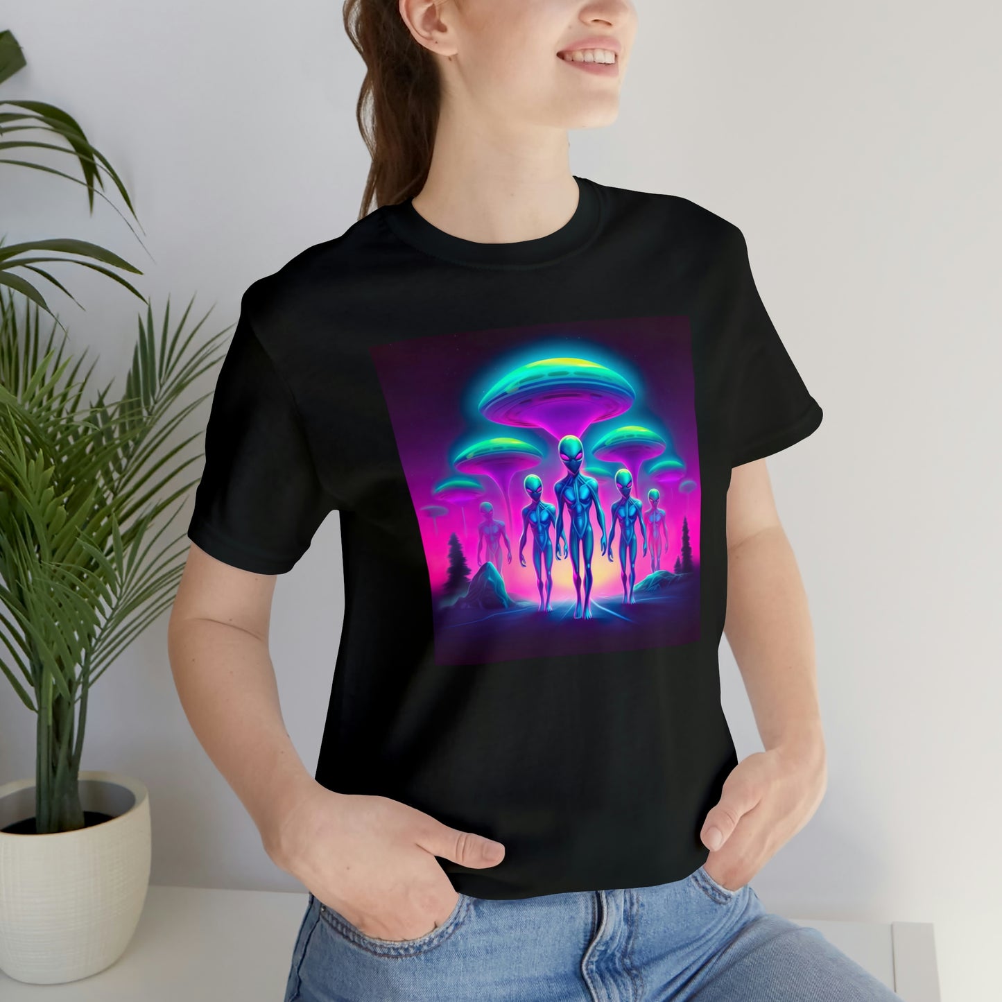Neon Invasion: Embrace the Unknown with UFO Aliens in Higher Density Living