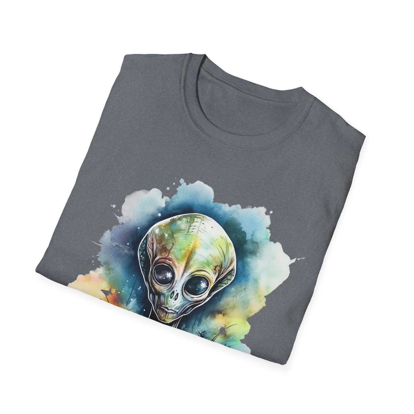 Grey Alien Watercolor Cosmos T-Shirt | Higher Density Living