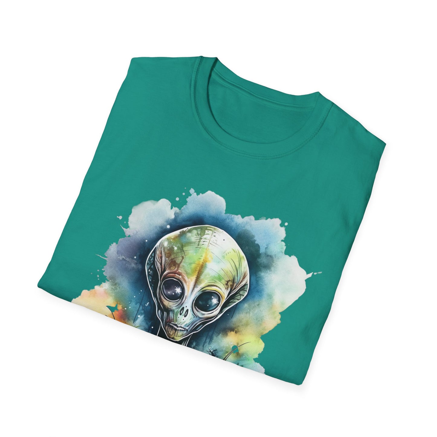 Grey Alien Watercolor Cosmos T-Shirt | Higher Density Living