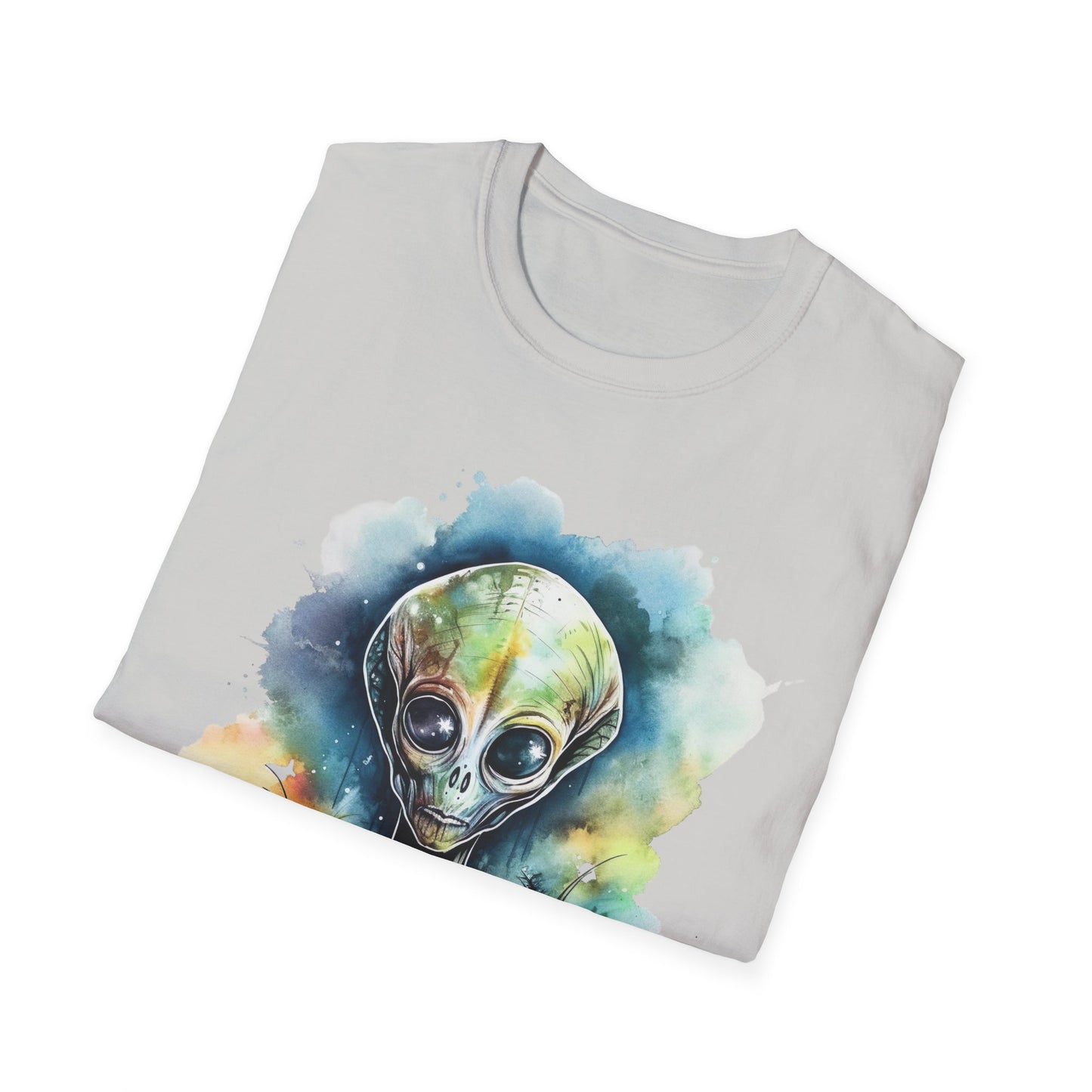 Grey Alien Watercolor Cosmos T-Shirt | Higher Density Living