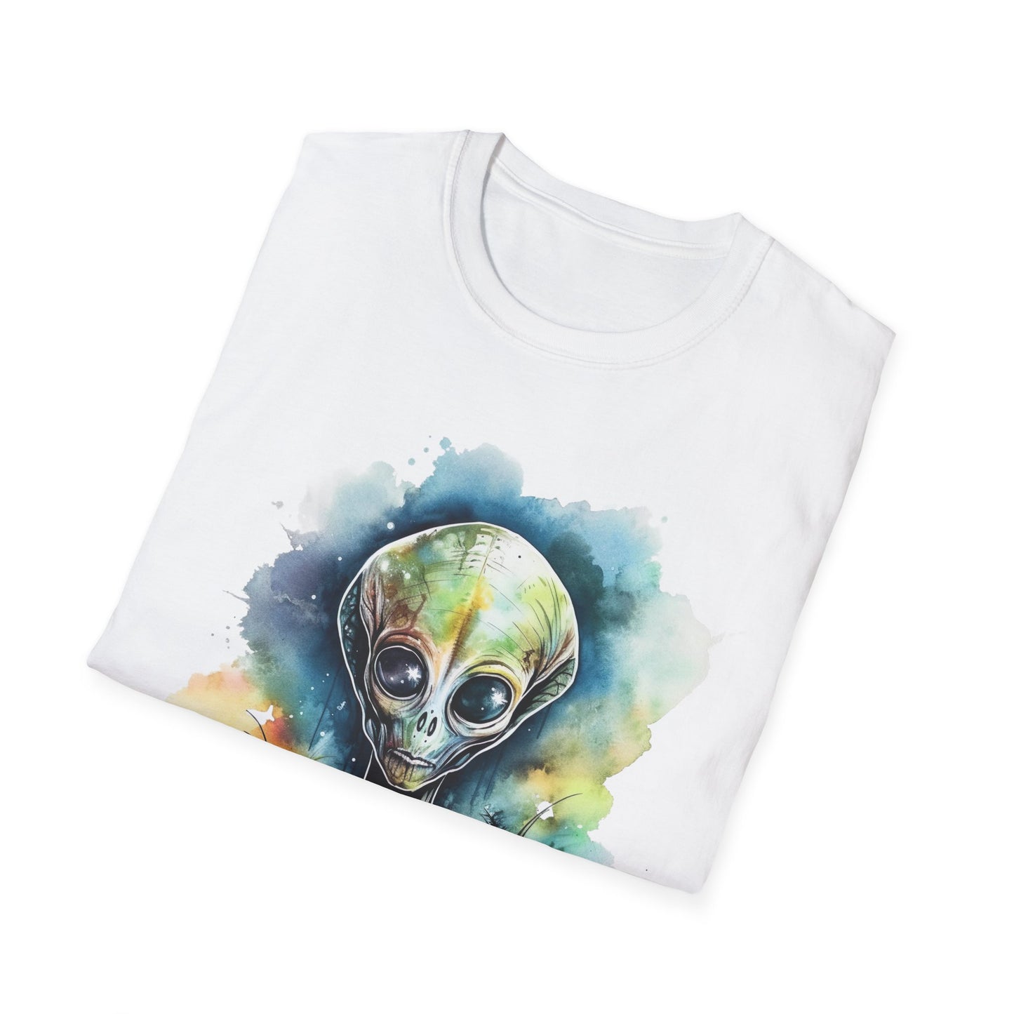 Grey Alien Watercolor Cosmos T-Shirt | Higher Density Living