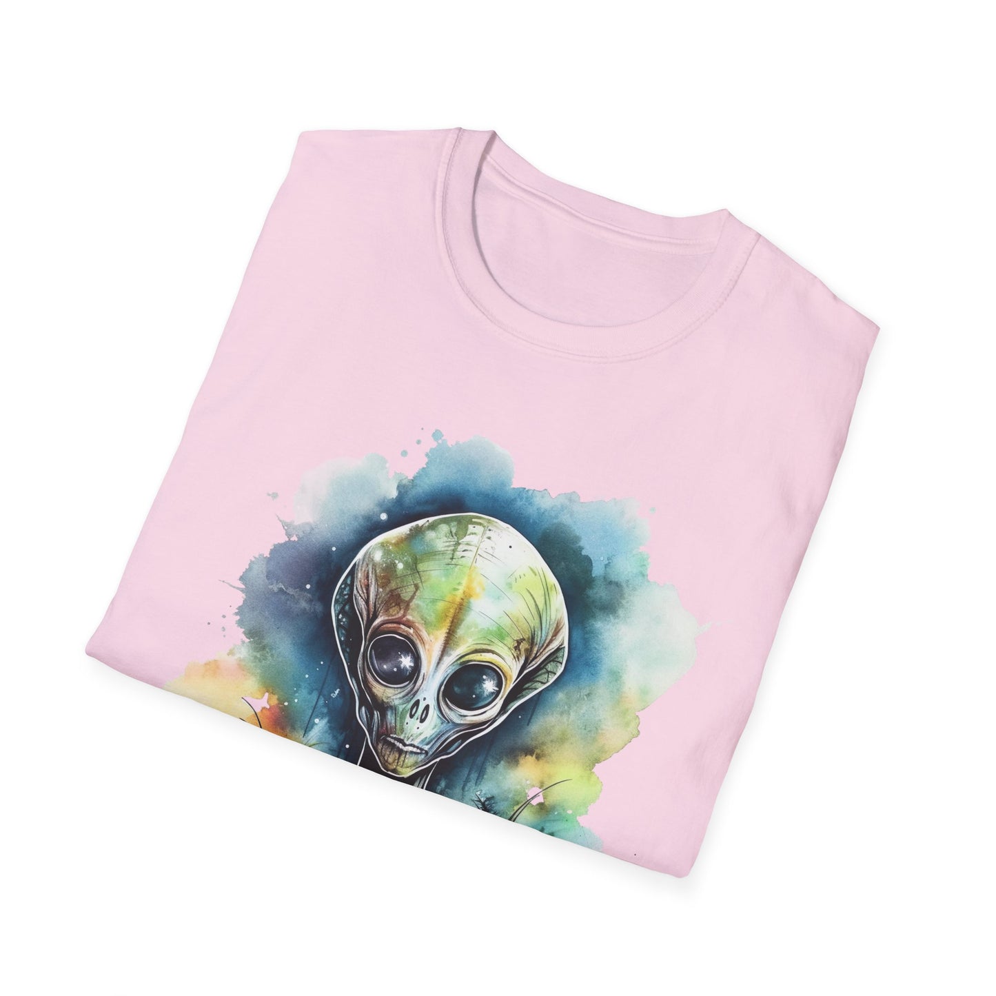 Grey Alien Watercolor Cosmos T-Shirt | Higher Density Living