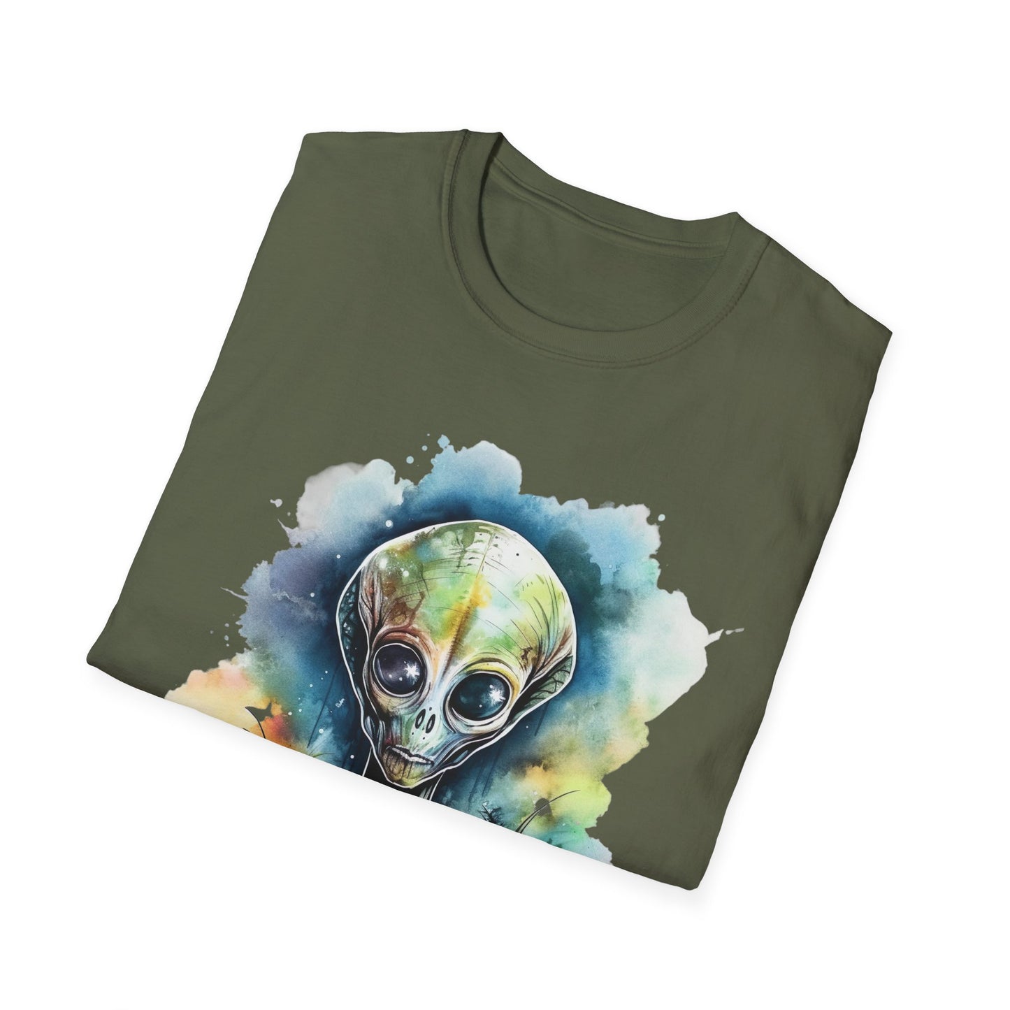 Grey Alien Watercolor Cosmos T-Shirt | Higher Density Living