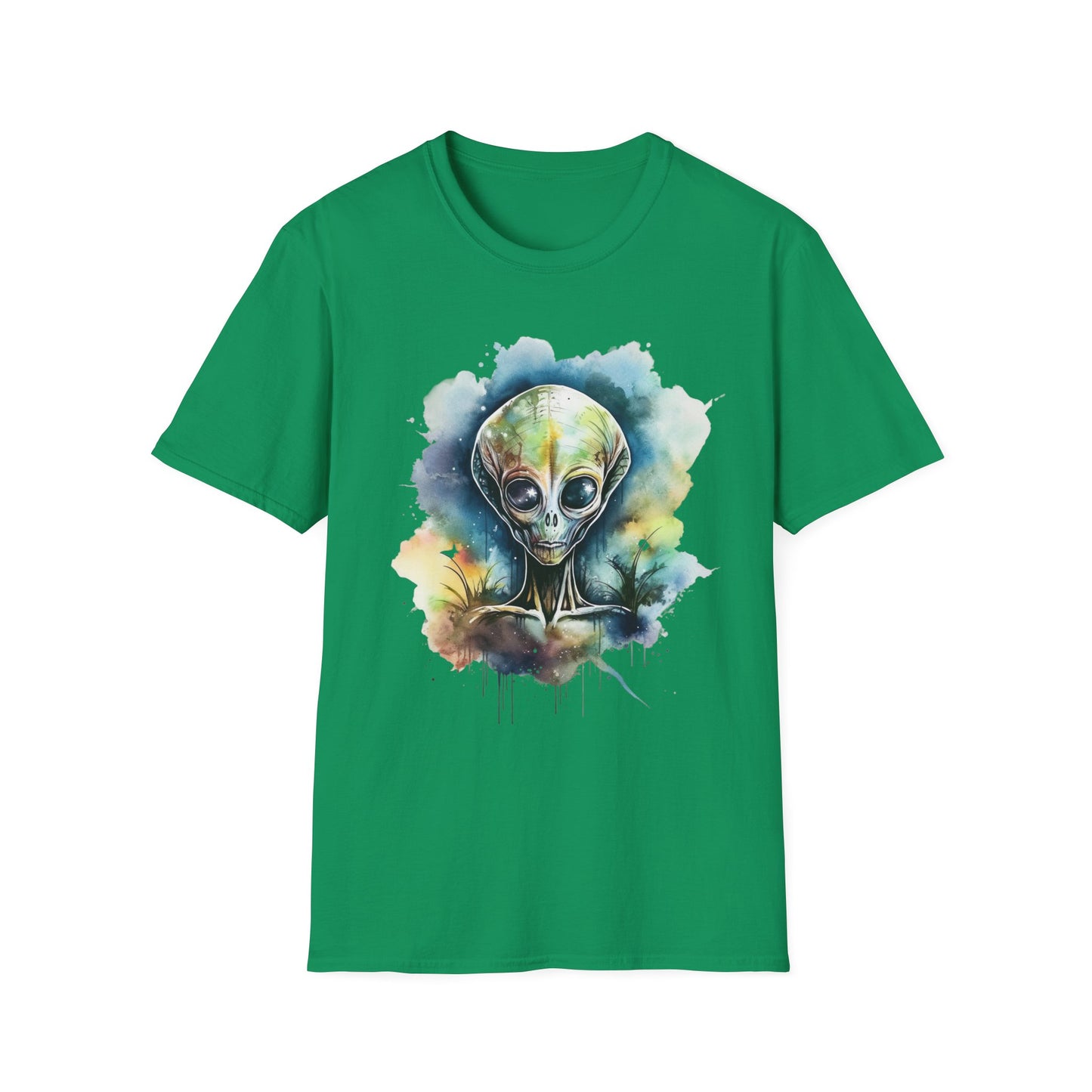 Grey Alien Watercolor Cosmos T-Shirt | Higher Density Living