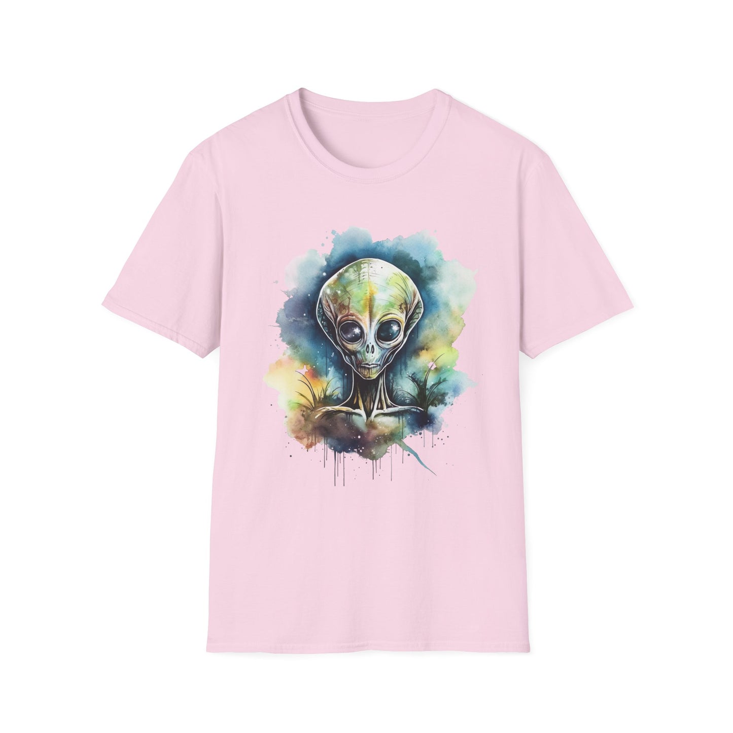 Grey Alien Watercolor Cosmos T-Shirt | Higher Density Living