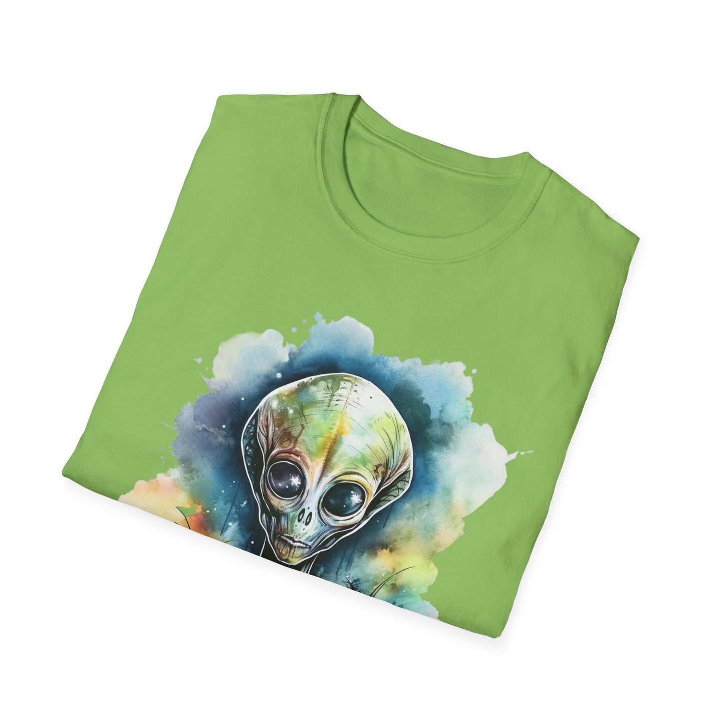 Grey Alien Watercolor Cosmos T-Shirt | Higher Density Living