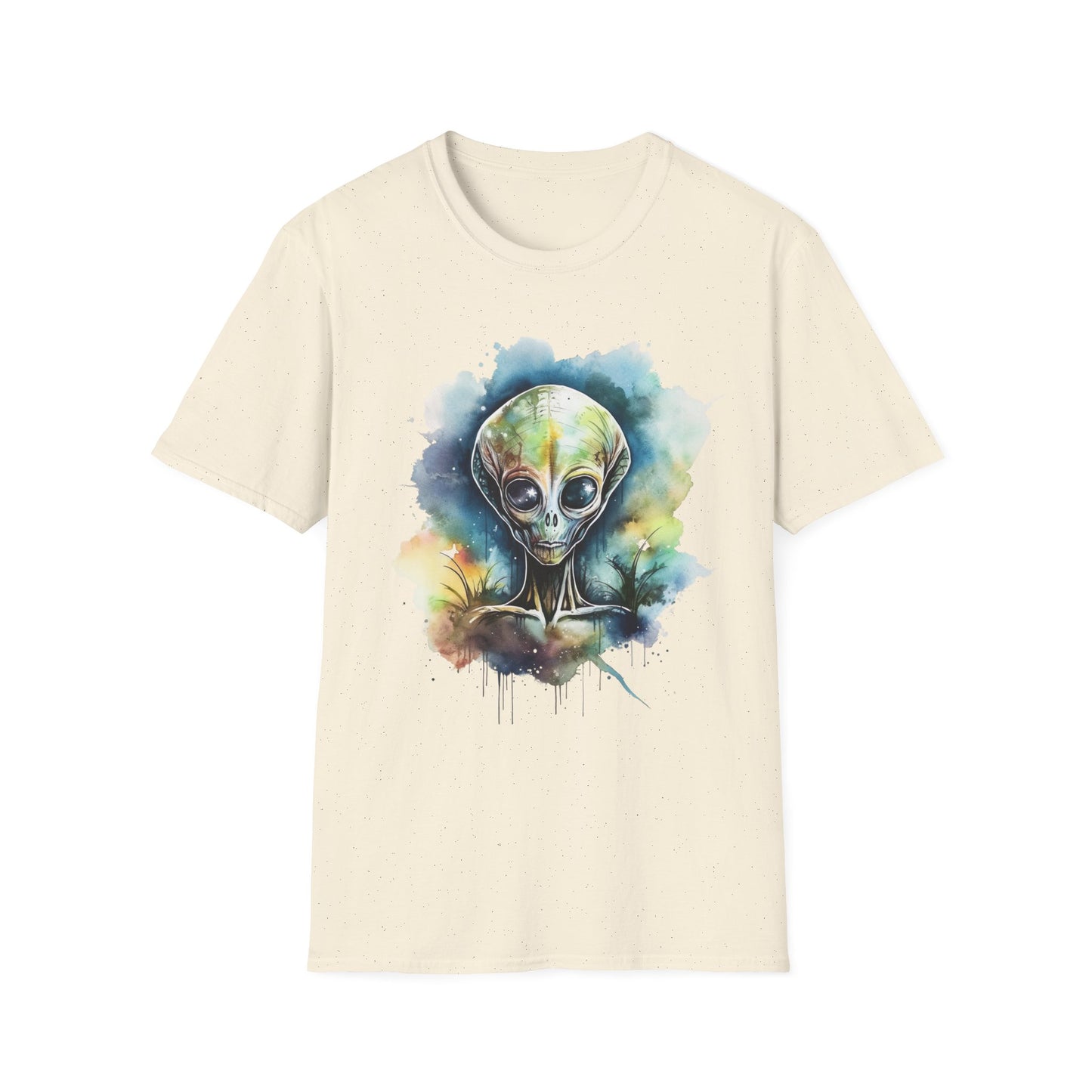 Grey Alien Watercolor Cosmos T-Shirt | Higher Density Living