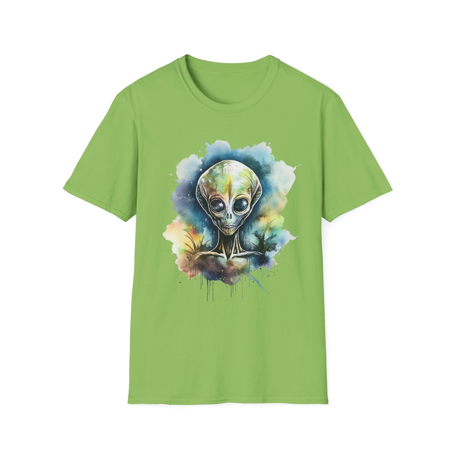 Grey Alien Watercolor Cosmos T-Shirt | Higher Density Living