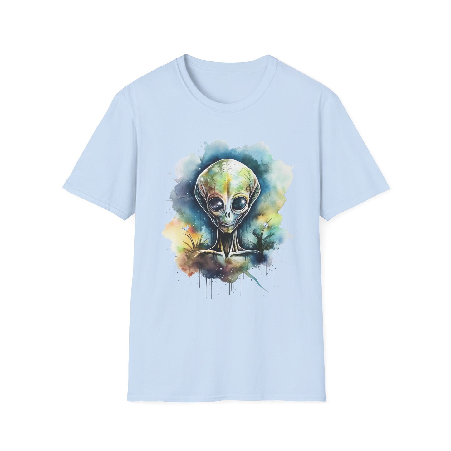 Grey Alien Watercolor Cosmos T-Shirt | Higher Density Living