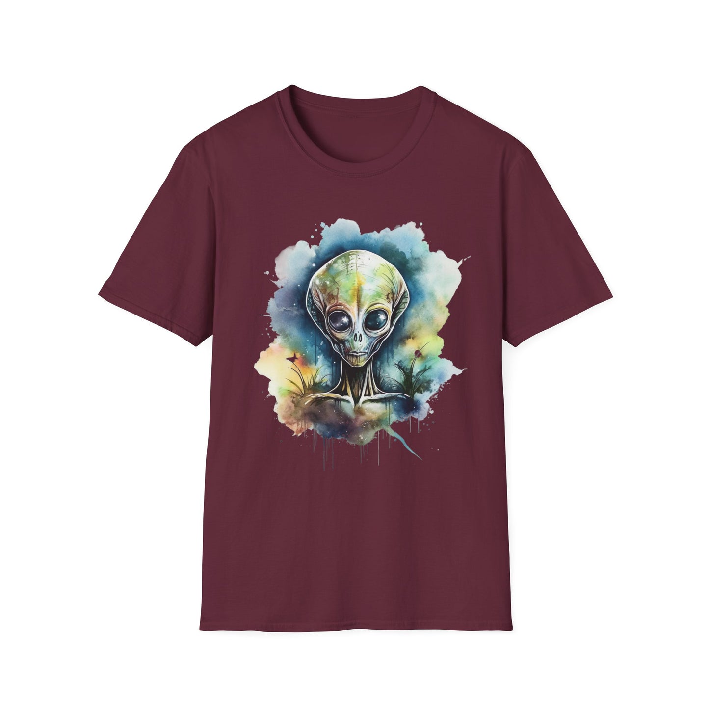 Grey Alien Watercolor Cosmos T-Shirt | Higher Density Living