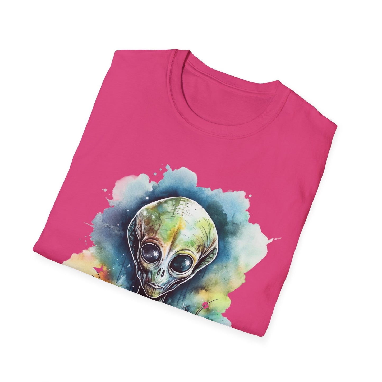 Grey Alien Watercolor Cosmos T-Shirt | Higher Density Living