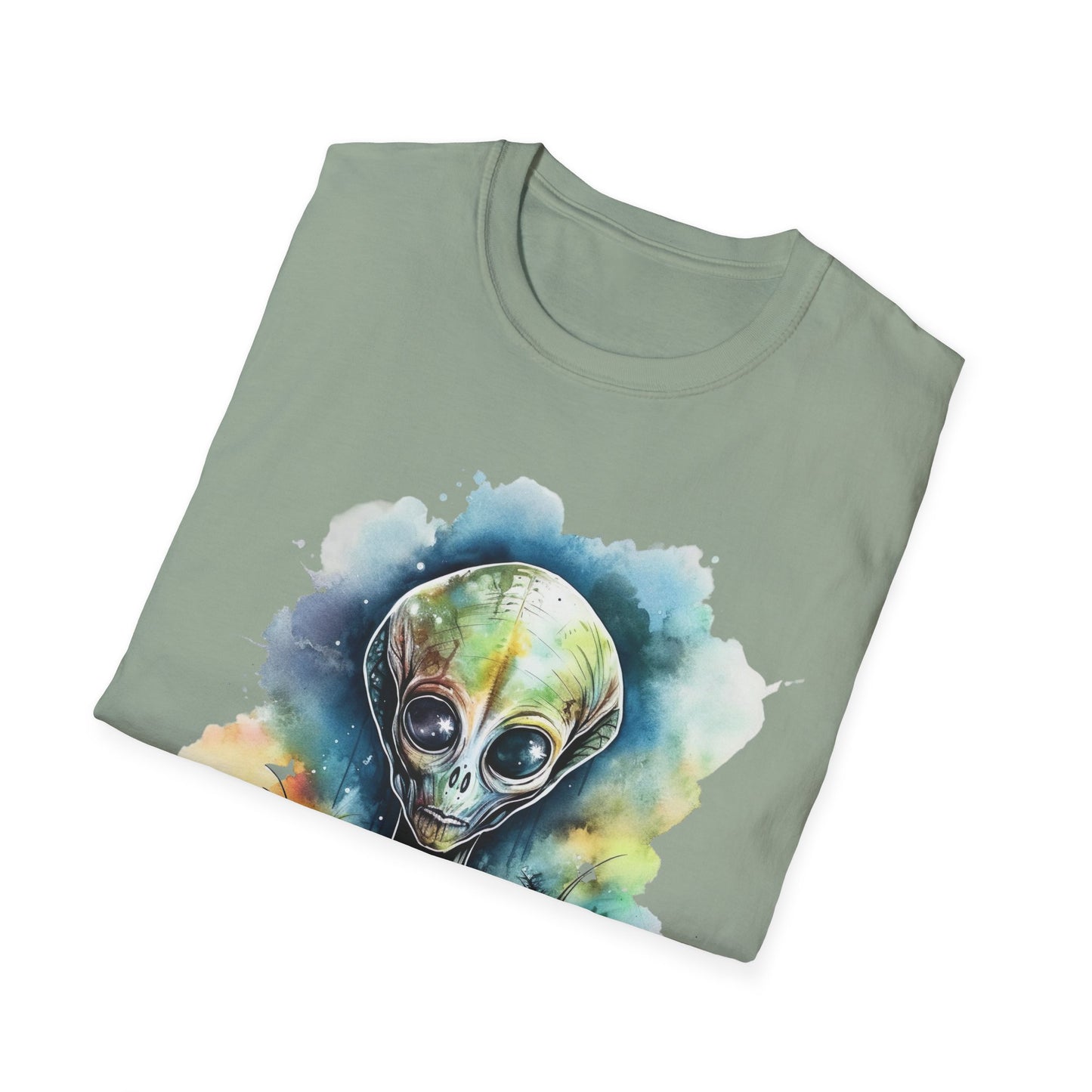 Grey Alien Watercolor Cosmos T-Shirt | Higher Density Living