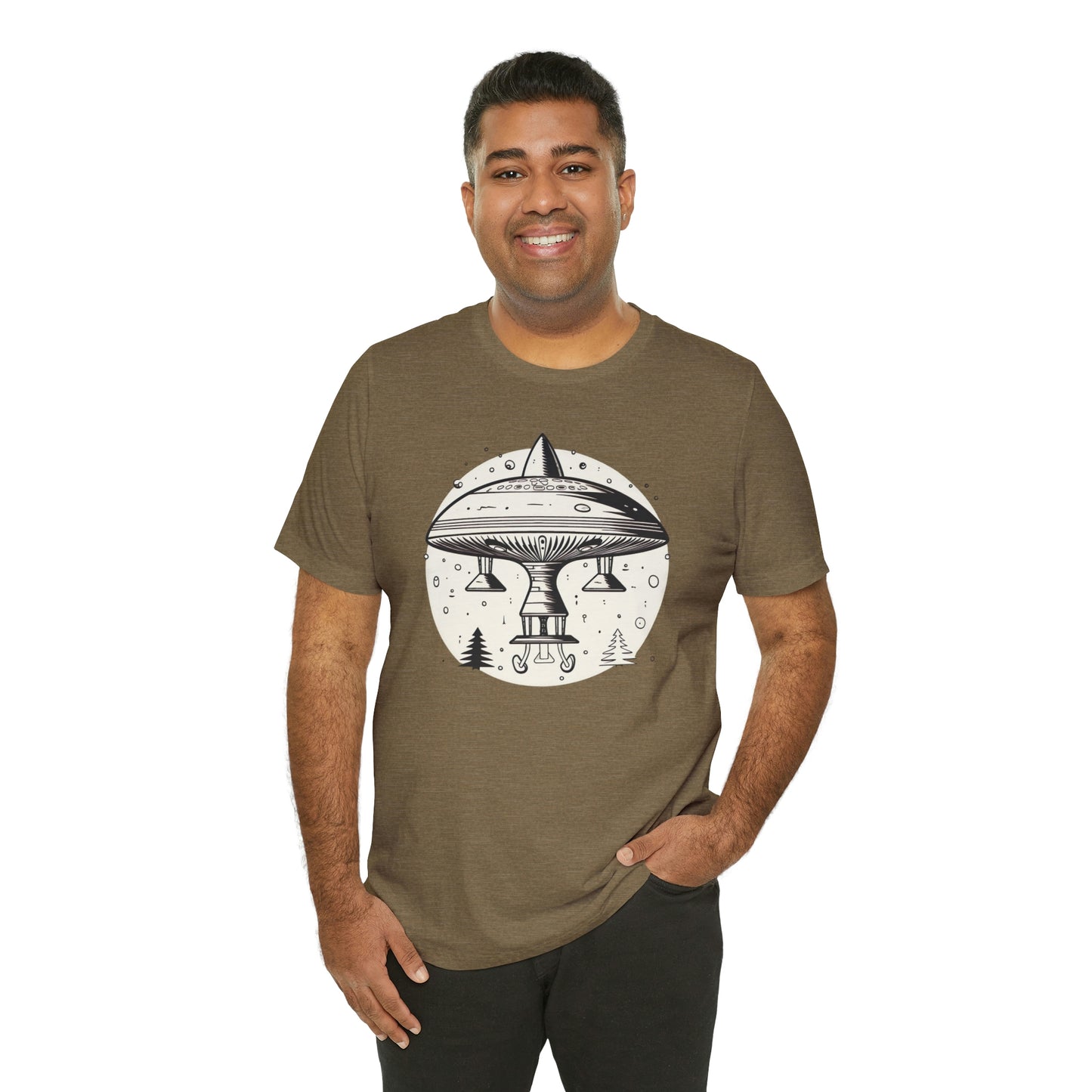 Fun Alien Spaceship Forest UFO Cosmos Universe T-Shirt