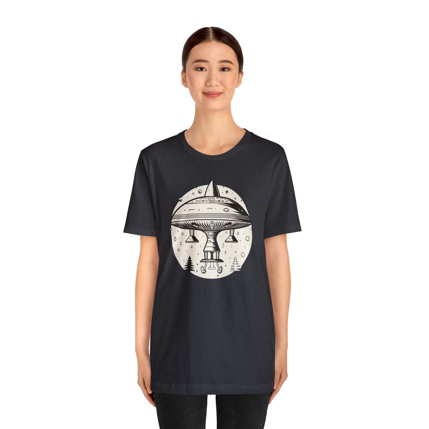 Fun Alien Spaceship Forest UFO Cosmos Universe T-Shirt