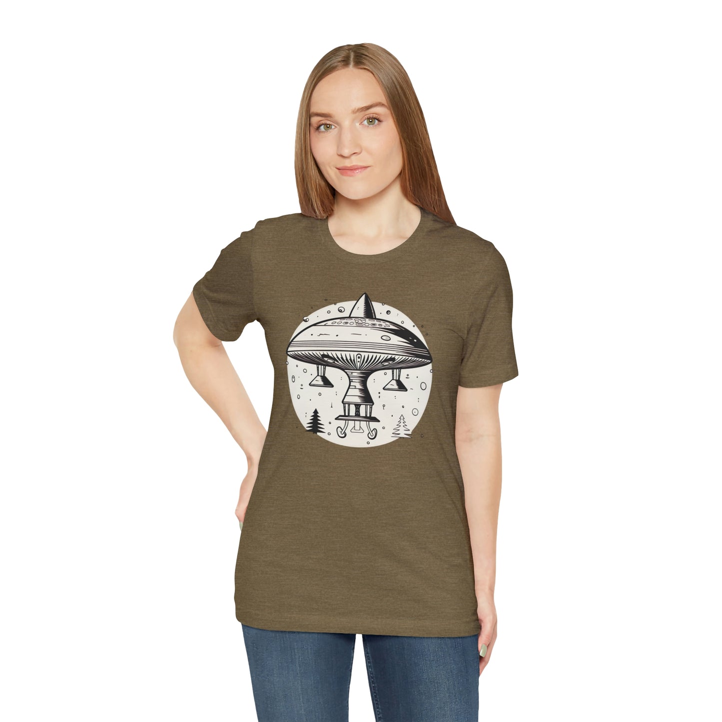 Fun Alien Spaceship Forest UFO Cosmos Universe T-Shirt