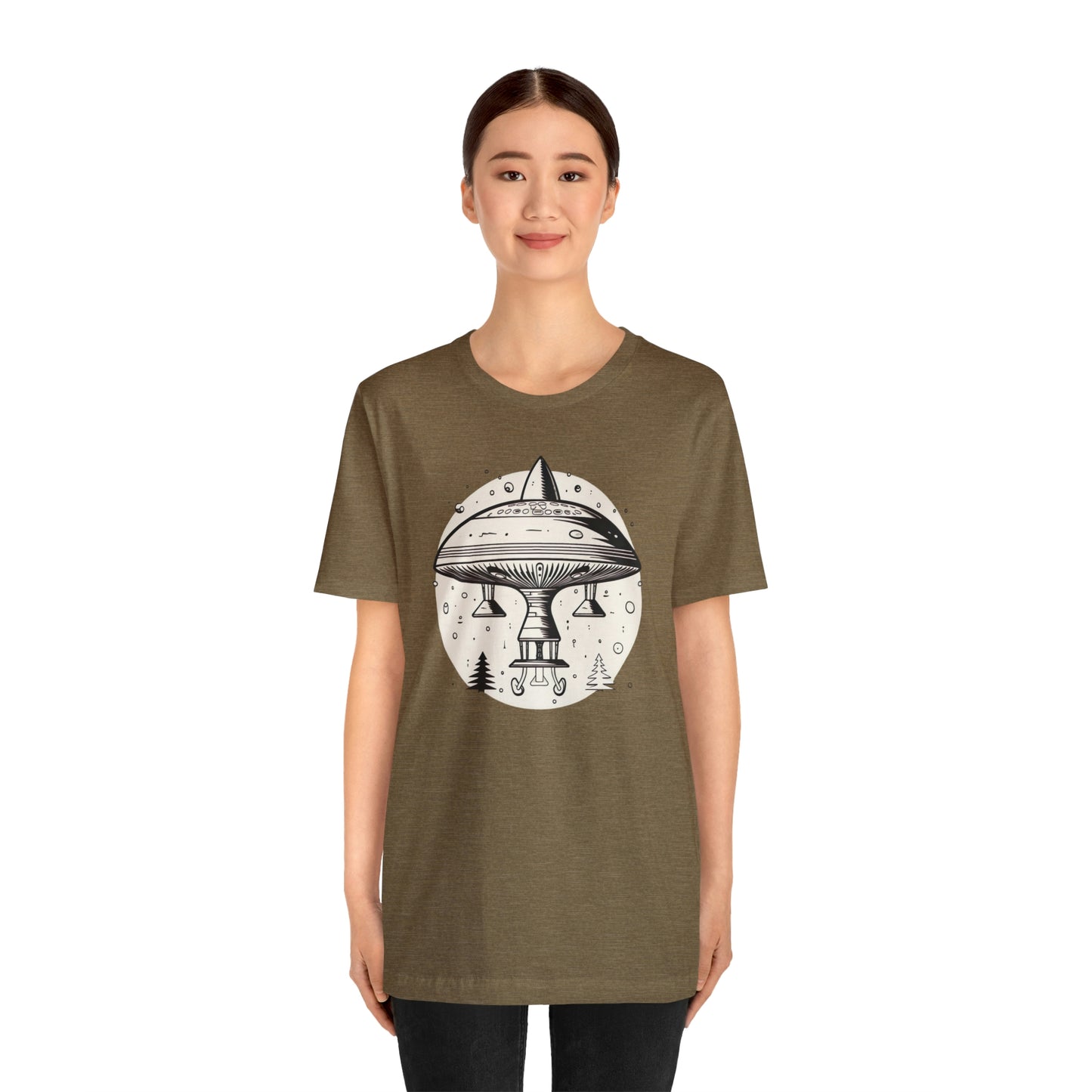 Fun Alien Spaceship Forest UFO Cosmos Universe T-Shirt
