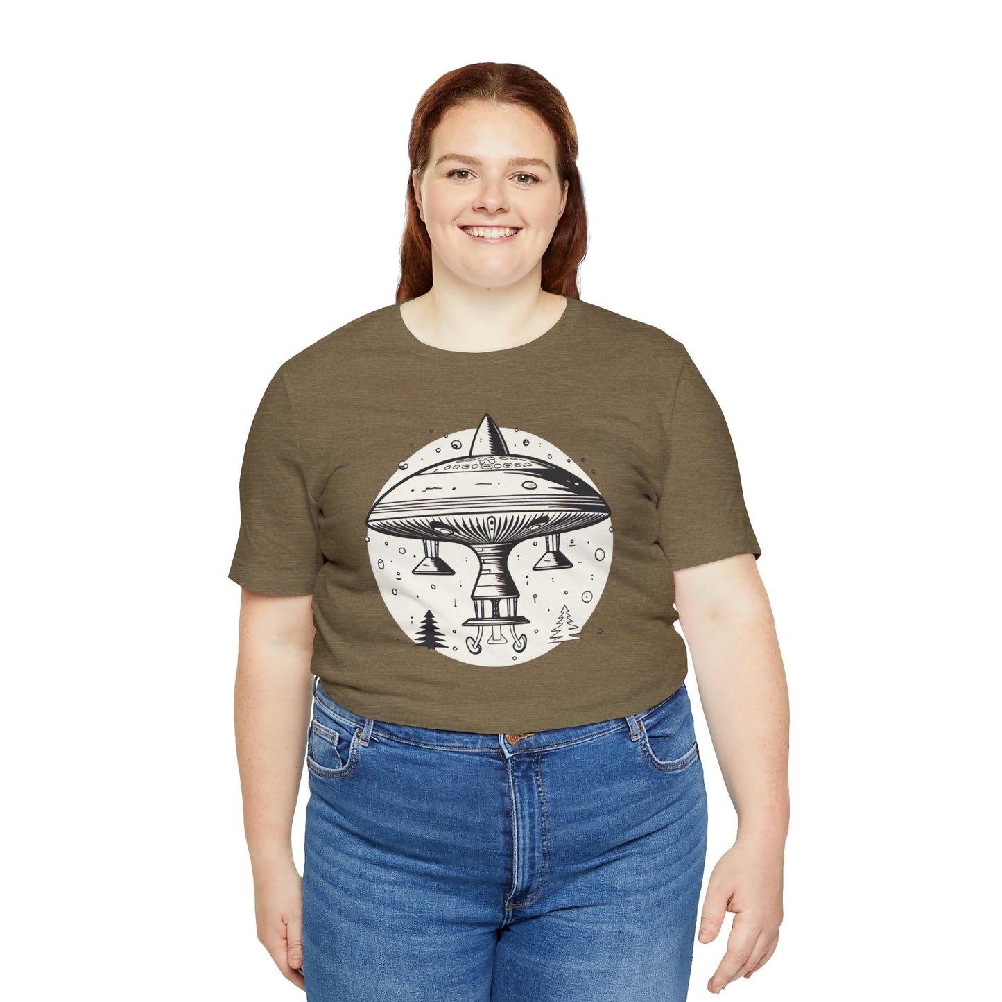 Fun Alien Spaceship Forest UFO Cosmos Universe T-Shirt